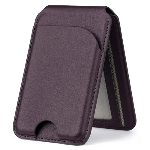 NNEDSZ Dark Purple MagSafe Magnetic Wallet with Stand - PU Leather Card Holder for iPhone-0